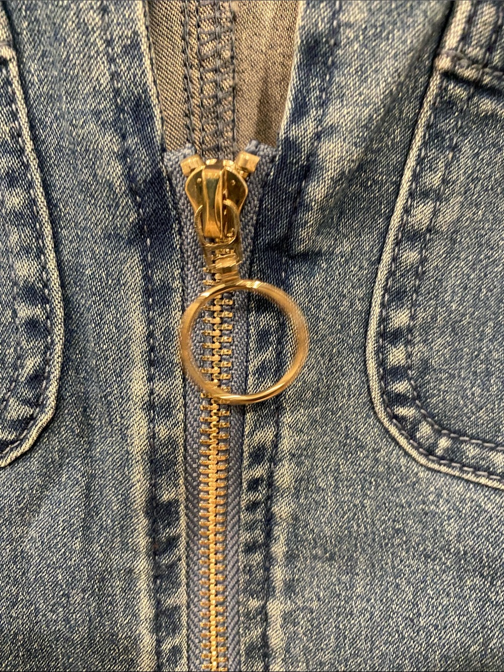 Haute Monde Blue Denim Short Sleeve Jumpsuit with Belt - Picture 4 of 9